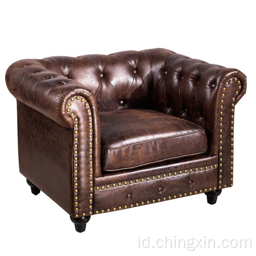 Sofa Ruang Tamu Gaya Amerika KD Tufted Chesterfield Arm Chair